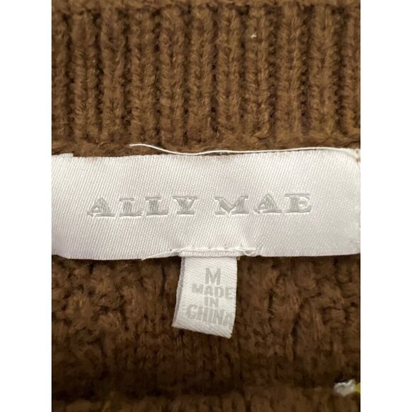 Ally Mae Knit Sweater Tank Top Sunflower Embroidered Sleeveless M - Picture 2 of 6